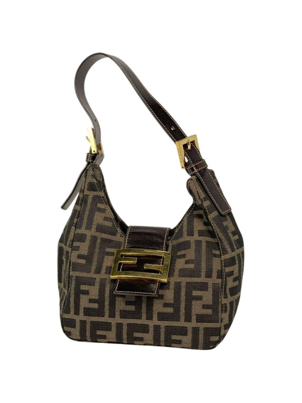 Fendi Handbag Zucca Pattern Canvas Brown